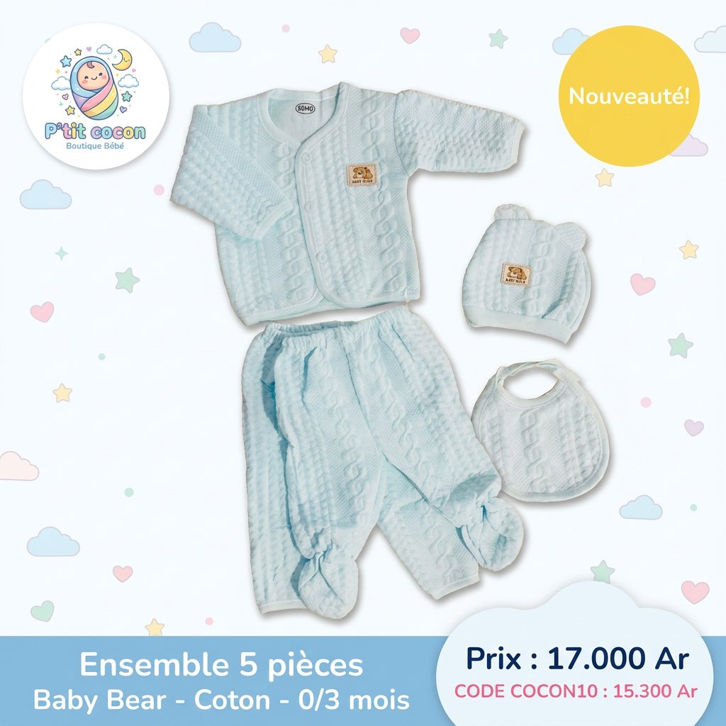 Ensemble Baby Bear Bleu 5 pièces